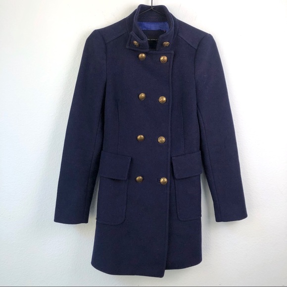 navy blue peacoat with gold buttons
